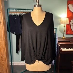Women's Black V-Neck Top